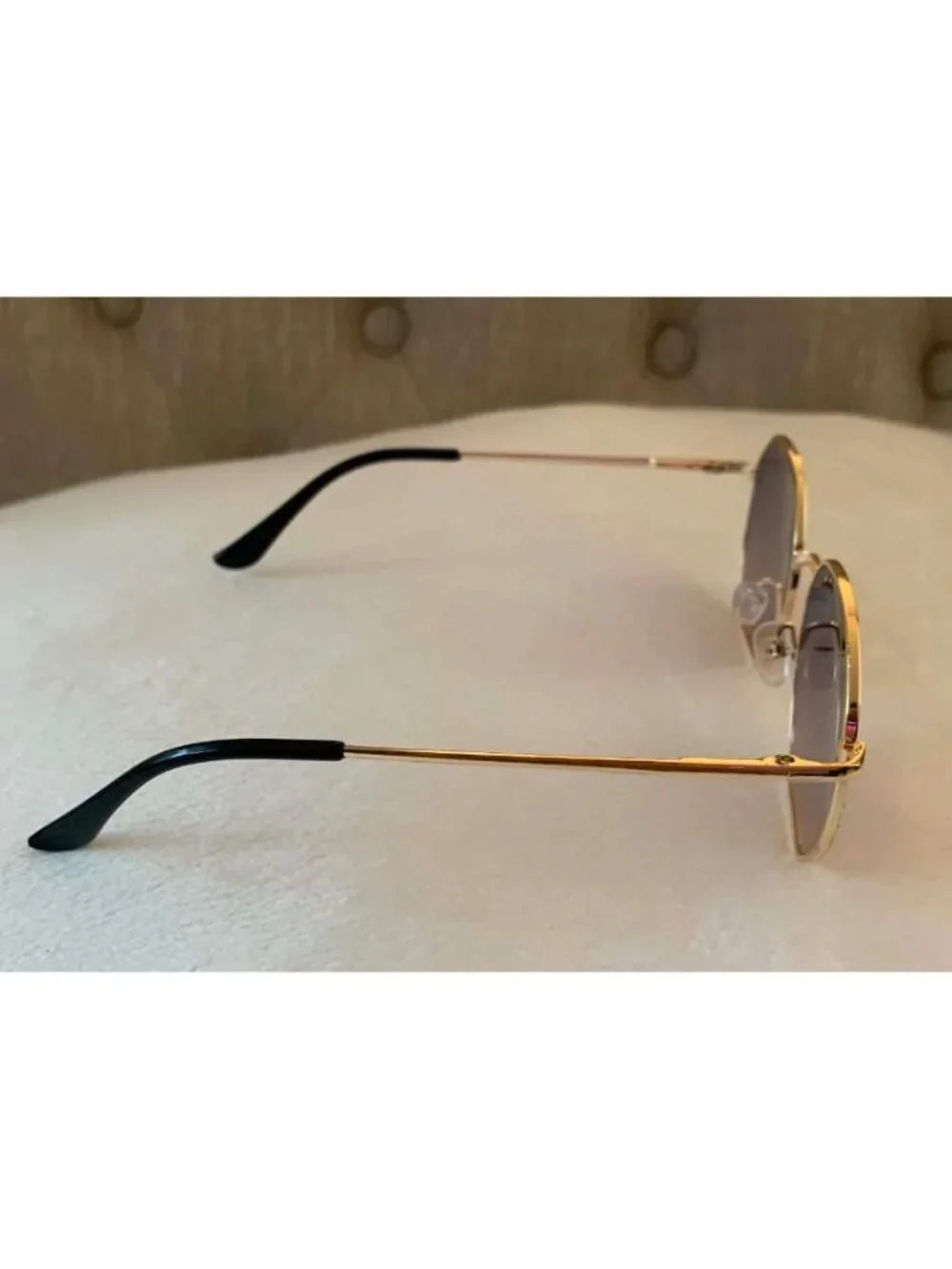 Unisex Octagonal Gold Metal Frame Gradient Blue to Pink Lens Sunglasses